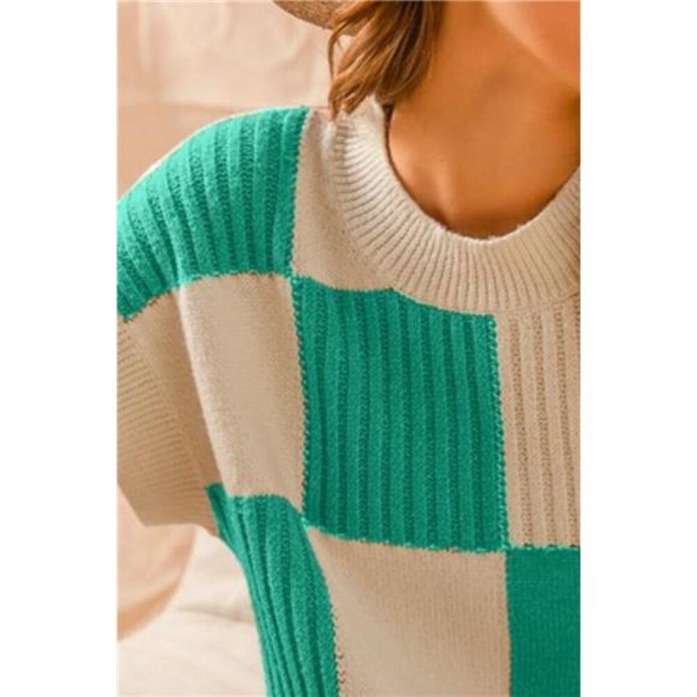 ✨NWT SO ME Check Plaid Casual Sweater Top - Picture 3 of 3
